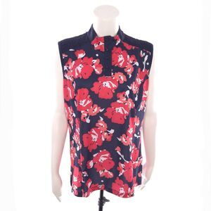 Callaway Sleevelss Floral Peacoat Navy Red Shirt Womens XL